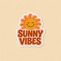 Sunny Vibes Smiling Sun Vinyl Sticker | Waterproof Aesthetic Decal for Laptop & Water Bottle