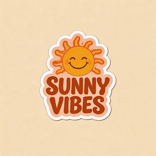 Sunny Vibes Smiling Sun Vinyl Sticker | Waterproof Aesthetic Decal for Laptop & Water Bottle