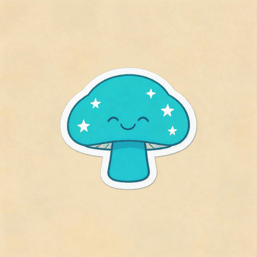 Cute Star Mushroom Vinyl Sticker | Kawaii Nature Decal for Water Bottle & Laptop
