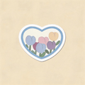 Heart Tulip Bouquet Vinyl Sticker | Spring Floral Aesthetic Decal for Laptop & Planner