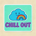 Chill Out Rainbow Cloud Vinyl Sticker | Cute Sky Aesthetic Decal for Water Bottle & Laptop