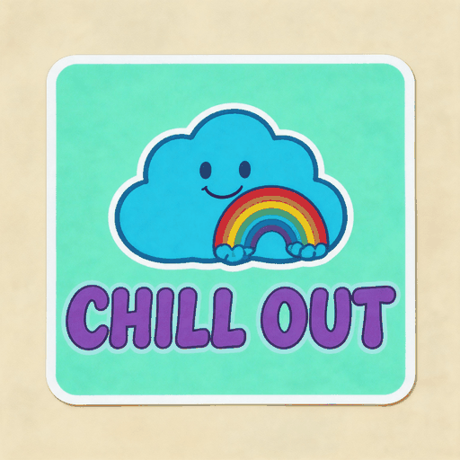 Chill Out Rainbow Cloud Vinyl Sticker | Cute Sky Aesthetic Decal for Water Bottle & Laptop