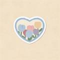 Happy Tulip Heart Vinyl Sticker | Spring Floral Aesthetic Decal for Journal & Phone