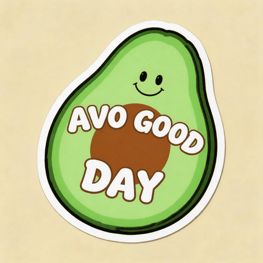 Avo Good Day Avocado Vinyl Sticker | Cute Food Aesthetic Decal for Laptop & Water Bottle