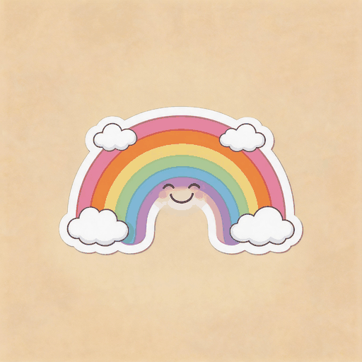 Smiley Rainbow Cloud Vinyl Sticker | Kawaii Sky Aesthetic Decal for Laptop & Journal