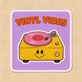 Retro Record Player Vinyl Sticker | Vintage Music Decal for Laptop & Instrument Case