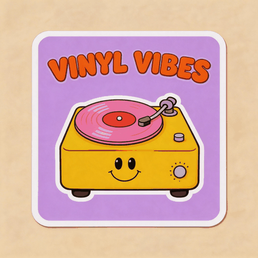 Retro Record Player Vinyl Sticker | Vintage Music Decal for Laptop & Instrument Case