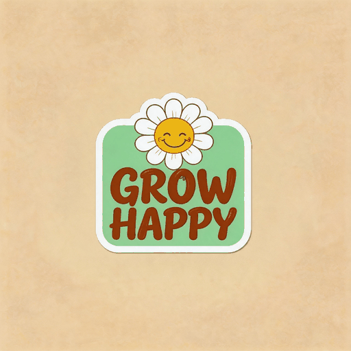 Grow Happy Daisy Sun Vinyl Sticker | Cute Floral Aesthetic Decal for Journal & Laptop