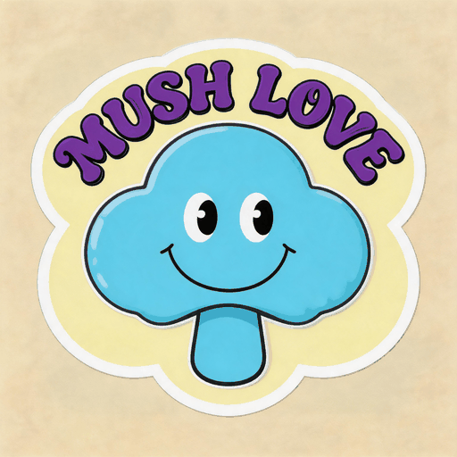 Mush Love Cute Mushroom Vinyl Sticker | Kawaii Fungi Decal for Laptop & Water Bottle
