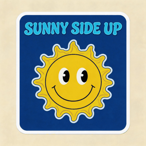 Sunny Side Up Sun Vinyl Sticker | Retro Morning Aesthetic Decal for Laptop & Mug