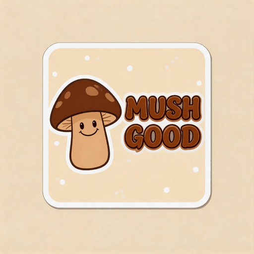 Mush Good Mushroom Vinyl Sticker | Cute Nature Aesthetic Decal for Laptop & Journal