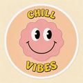 Chill Vibes Pink Flower Vinyl Sticker | Cute Retro Aesthetic Decal for Laptop & Phone