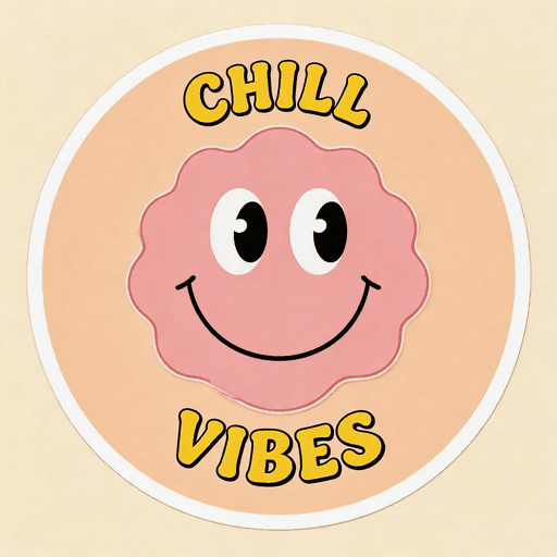 Chill Vibes Pink Flower Vinyl Sticker | Cute Retro Aesthetic Decal for Laptop & Phone