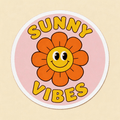 Sunny Vibes Orange Flower Vinyl Sticker | Retro Floral Decal for Laptop & Water Bottle