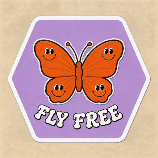 Fly Free Retro Butterfly Vinyl Sticker | Boho Nature Aesthetic Decal for Journal & Laptop