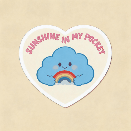 Sunshine in My Pocket Rainbow Vinyl Sticker | Cute Heart Decal for Laptop & Journal