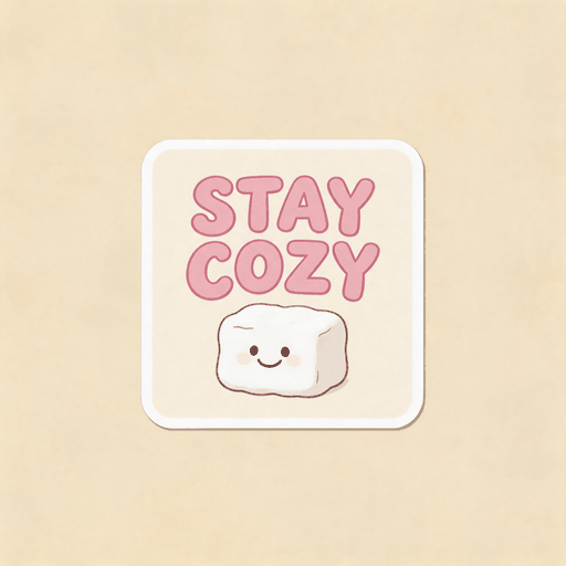 Stay Cozy Marshmallow Vinyl Sticker | Cute Comfort Aesthetic Decal for Laptop & Mug